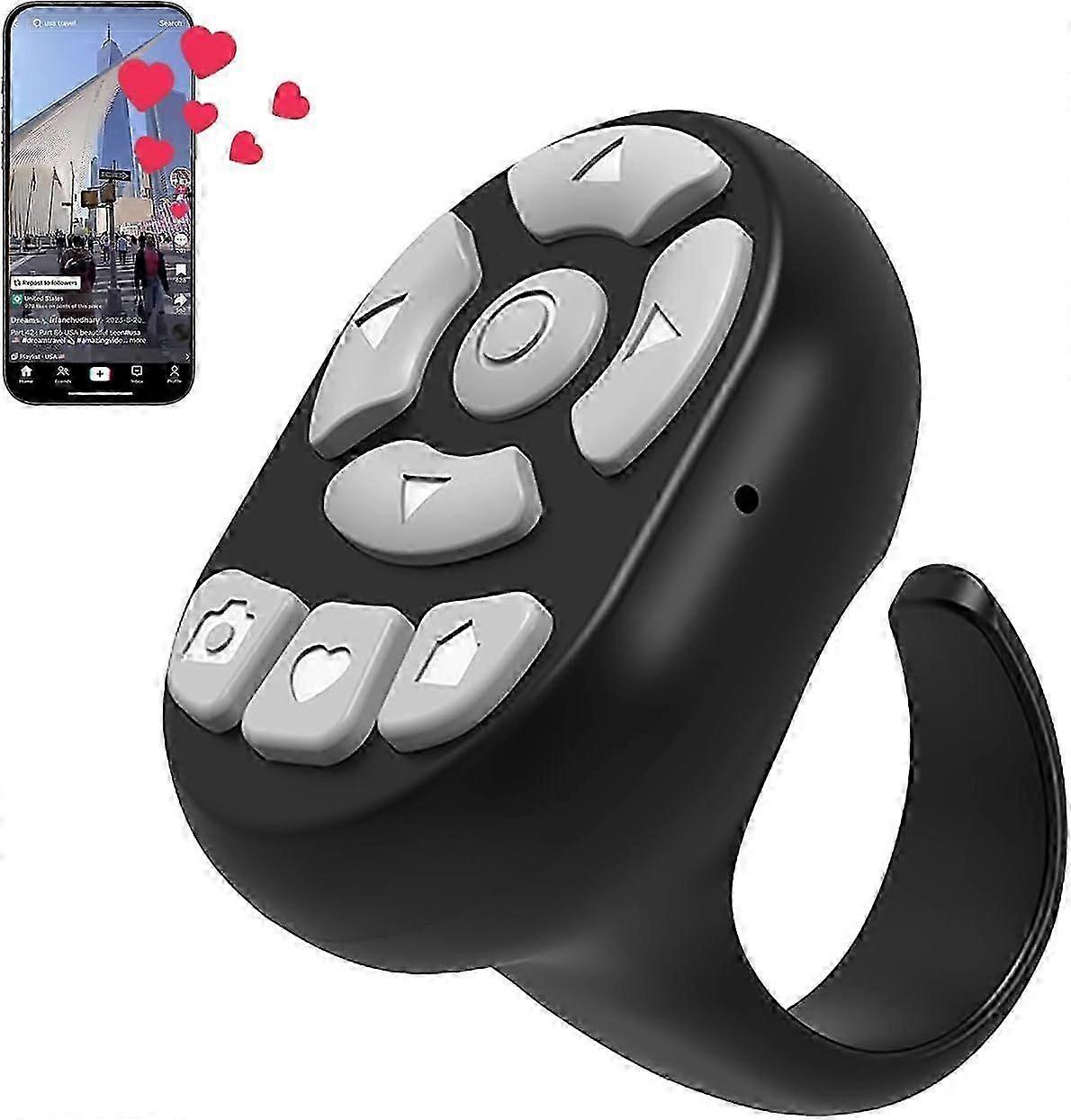 Tiktok Scrolling Ring with Finger Remote, Fingertip Wireless Bluetooth Remote Control, Remote Scroller Ring for iPhone iPad iOS Android