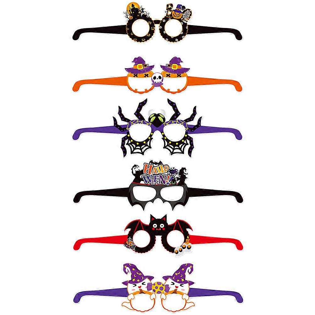 Halloween Glasses Props Paper Eyeglasses for Party 6Pcs Assorted Colors