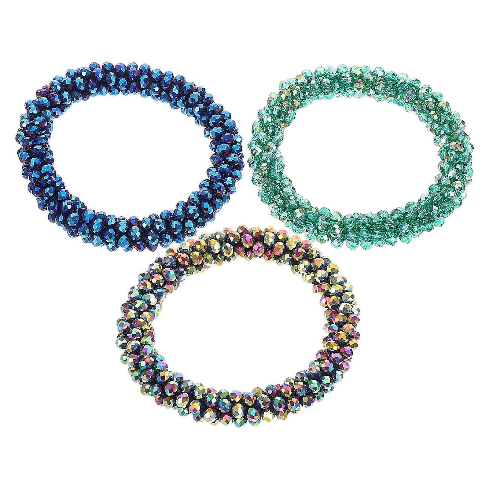 Here's a refined and engaging product description based on your input:

 

**3pcs Sparkly Crystal Hair Ties for Women – Rhinestone Ponytail Holders &
