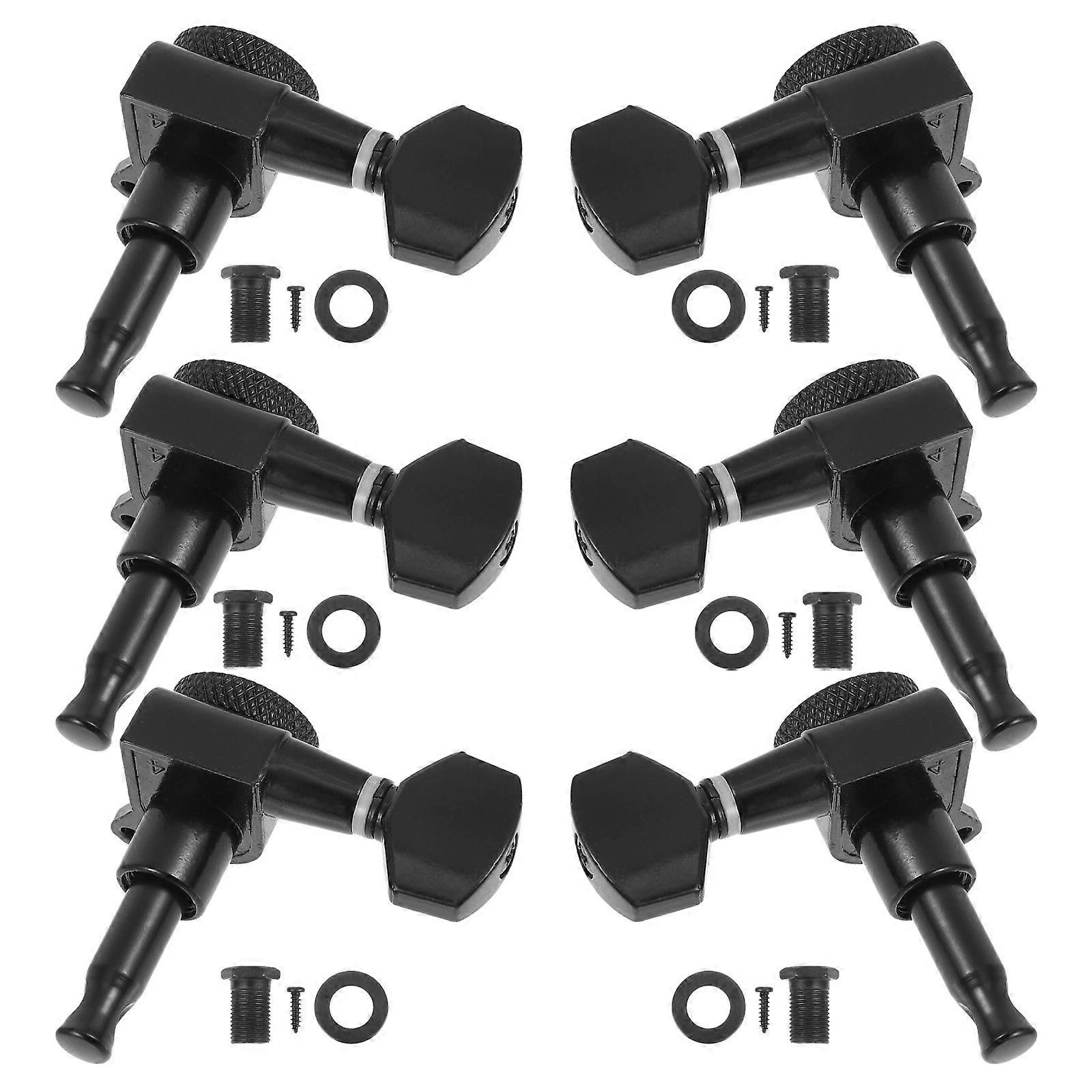 Guitar String Lock 6Pcs Tuning Pegs Keys For Guitar Players Black Alloy Material With String Lock Function