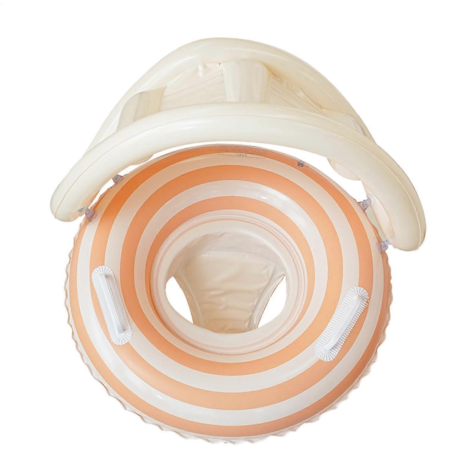 Baby Swimming Ring with Sunshade Inflatable Swim Aid for Toddlers, Pink