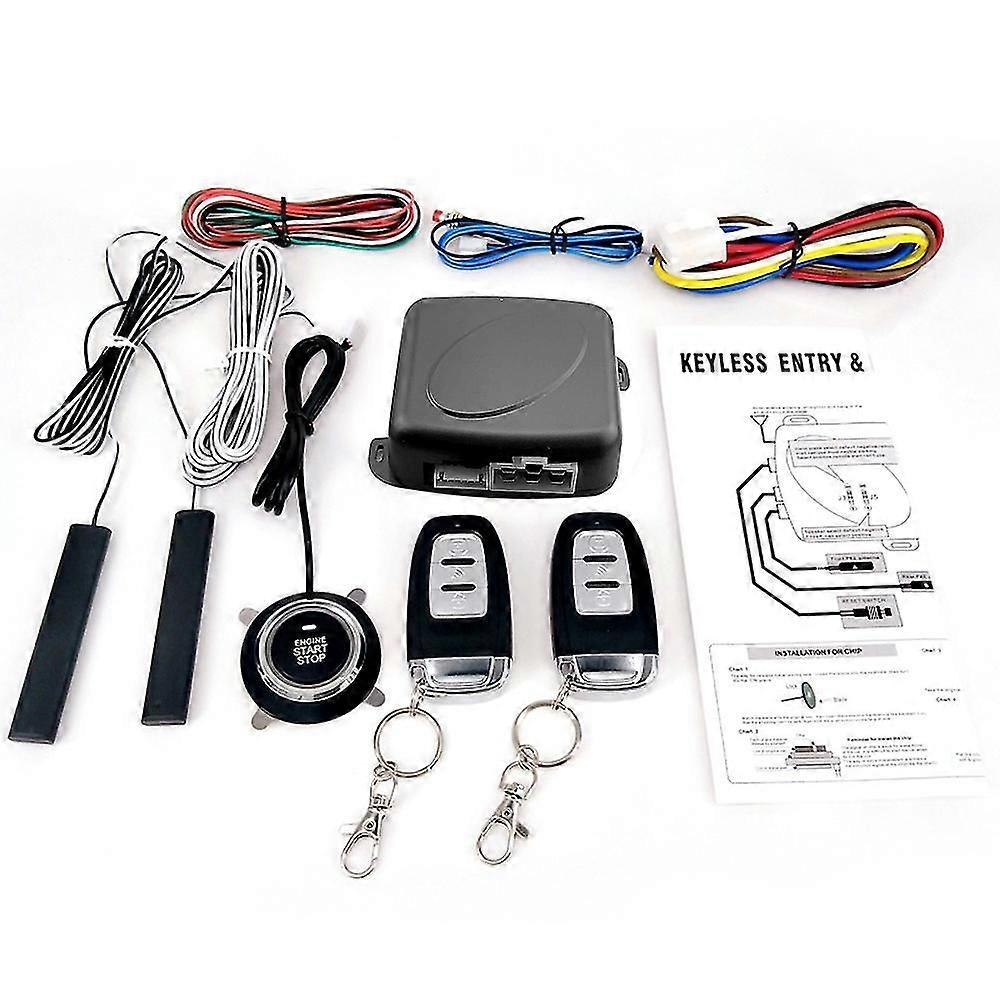 9Pcs Car SUV Switch Keyless Entry Engine Start Alarm System Push Button Remote Starter Stop Auto Ant