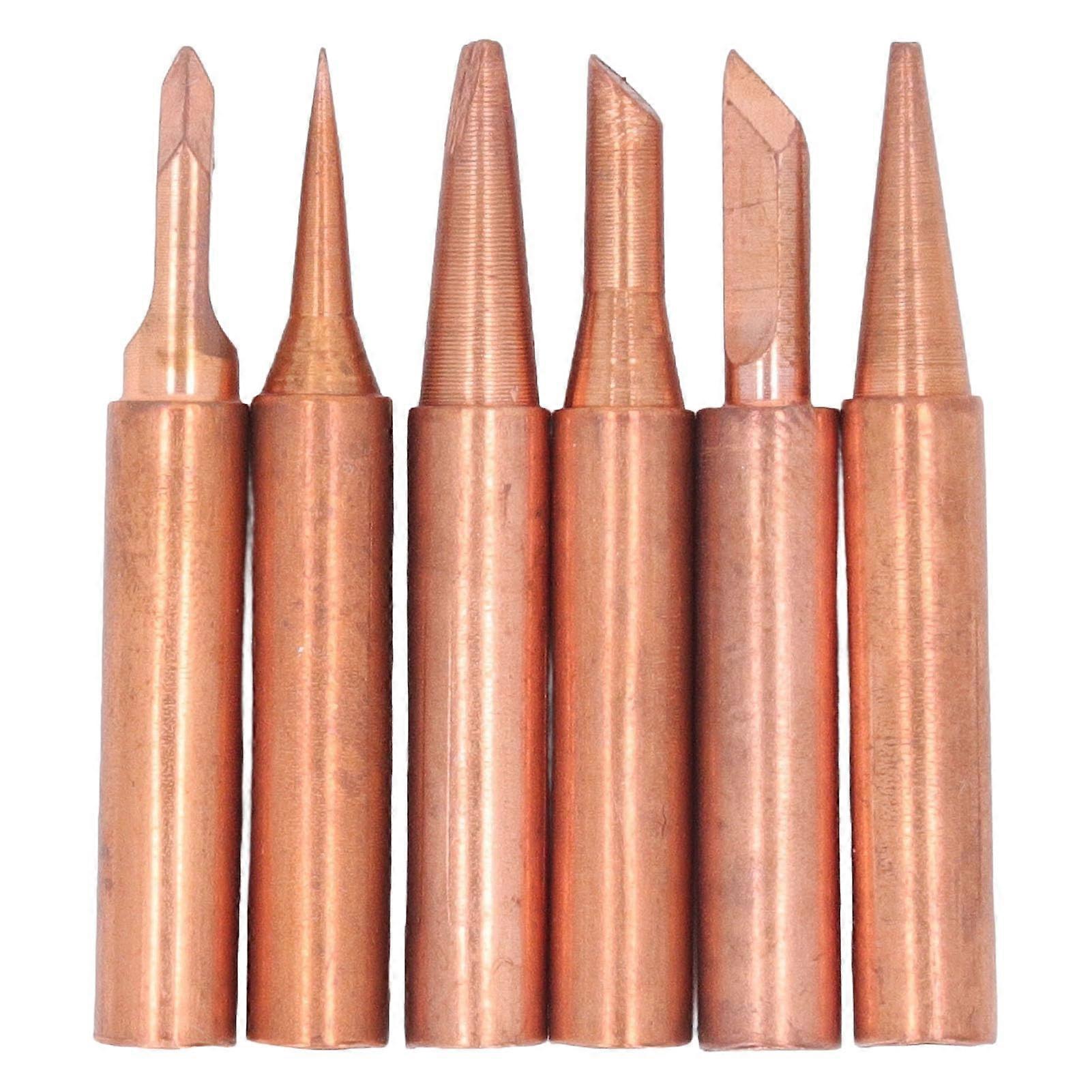 Soldering Tips For 936 Soldering Iron - 900M Copper Tips, 6 Pack For Precise Welding And Small Electronics