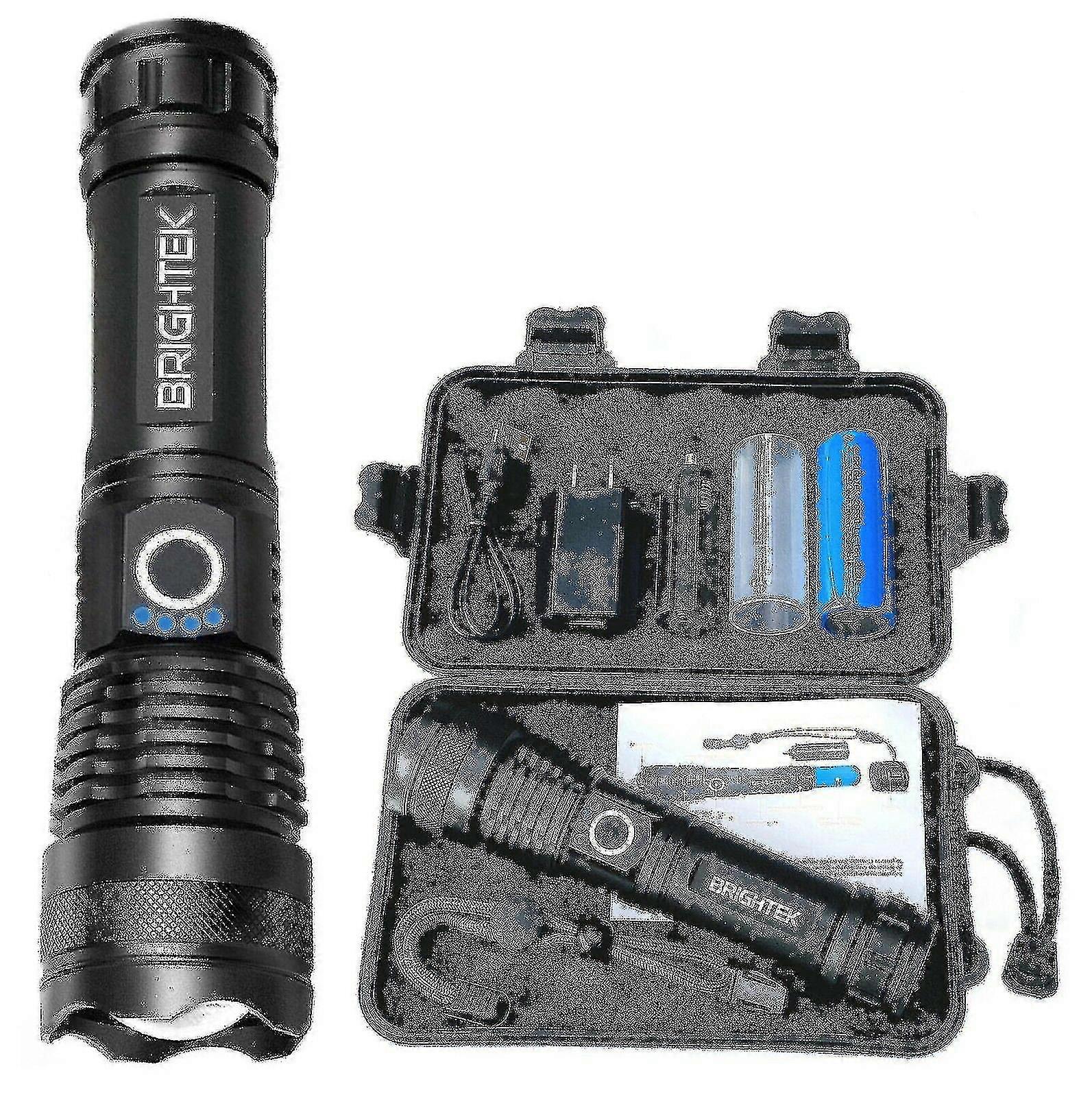 Tactical Flashlight with 90000lm Super Bright LED, Rechargeable Battery & Zoom Function