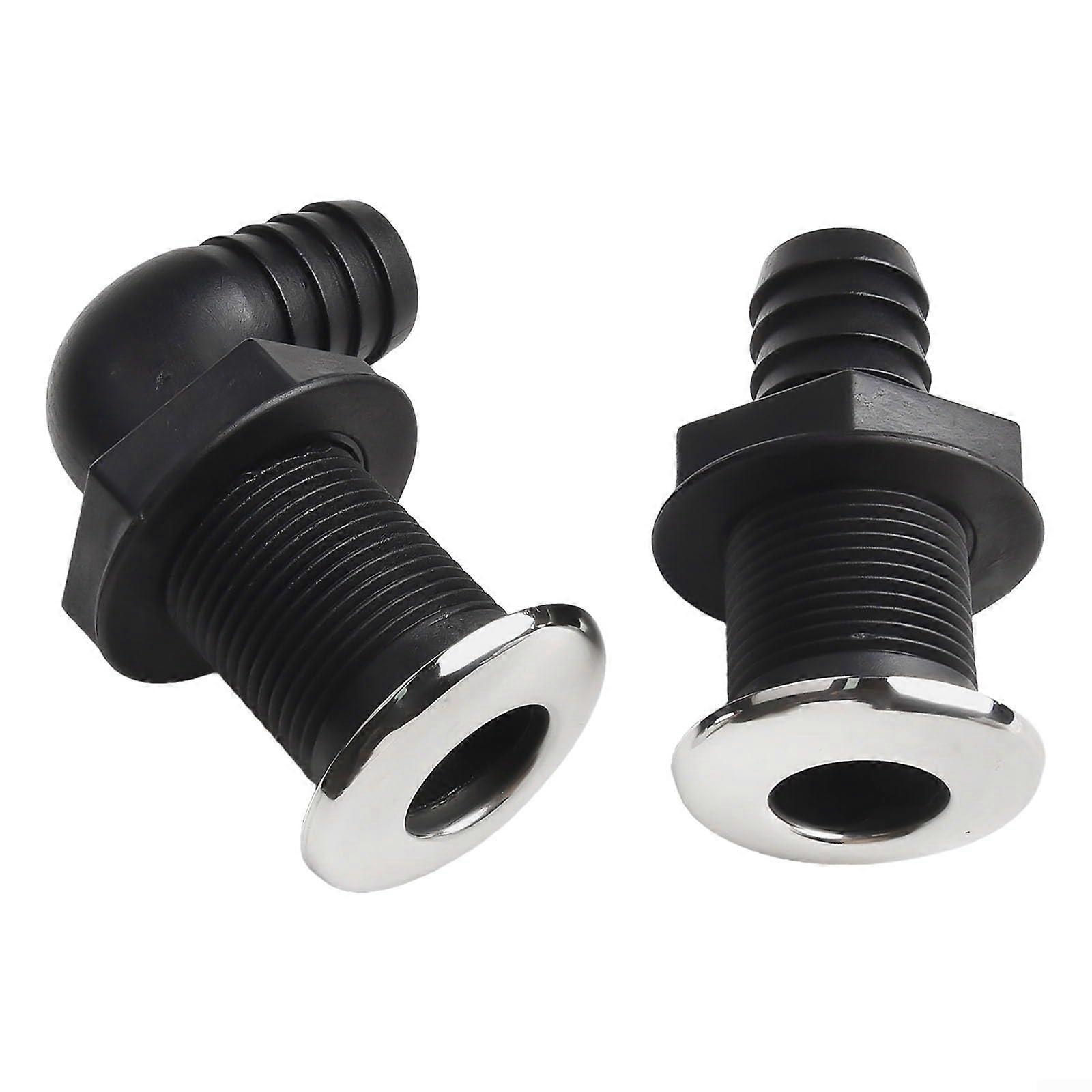 Marine Nylon Thru Hull Fitting 1 Inch Scupper Drain Vent for Yacht Plumbing System, 2 Pack Bilge Accessory