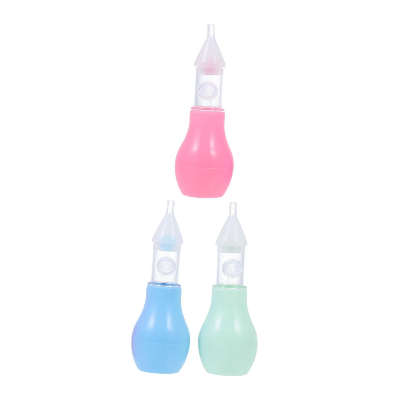 Nasal Aspirators Silicone Nose Cleaners 3-Pack For Newborns Safe Gentle Mucus Removal Portable Snot Tools Mixed Colors