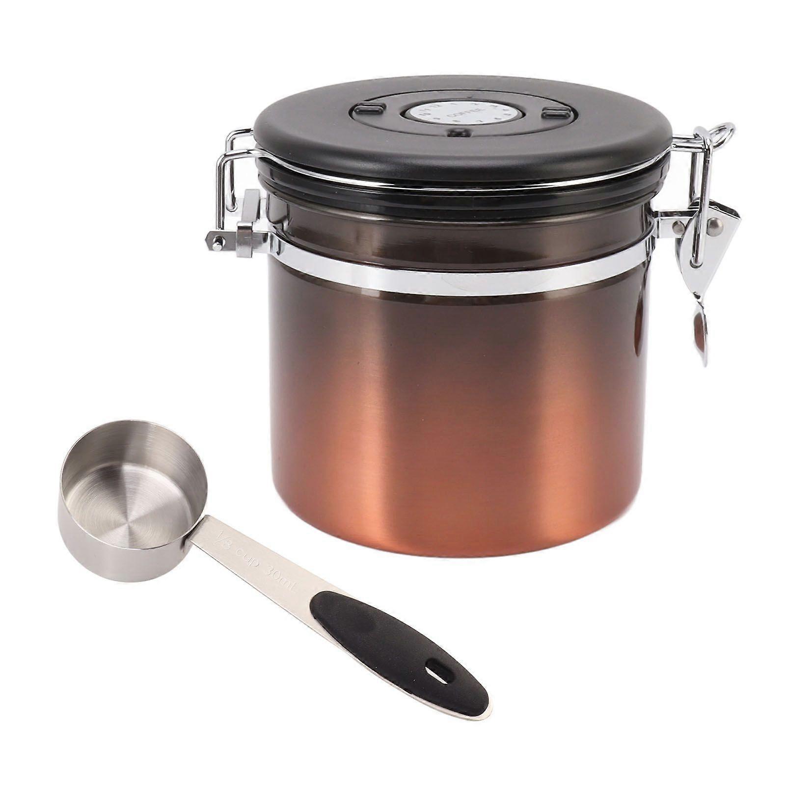 304 ステンレススチール気密コーヒーキャニスター、挽いたコーヒー豆、紅茶、シリアル用のスクープ付きキッチン食品保存容器