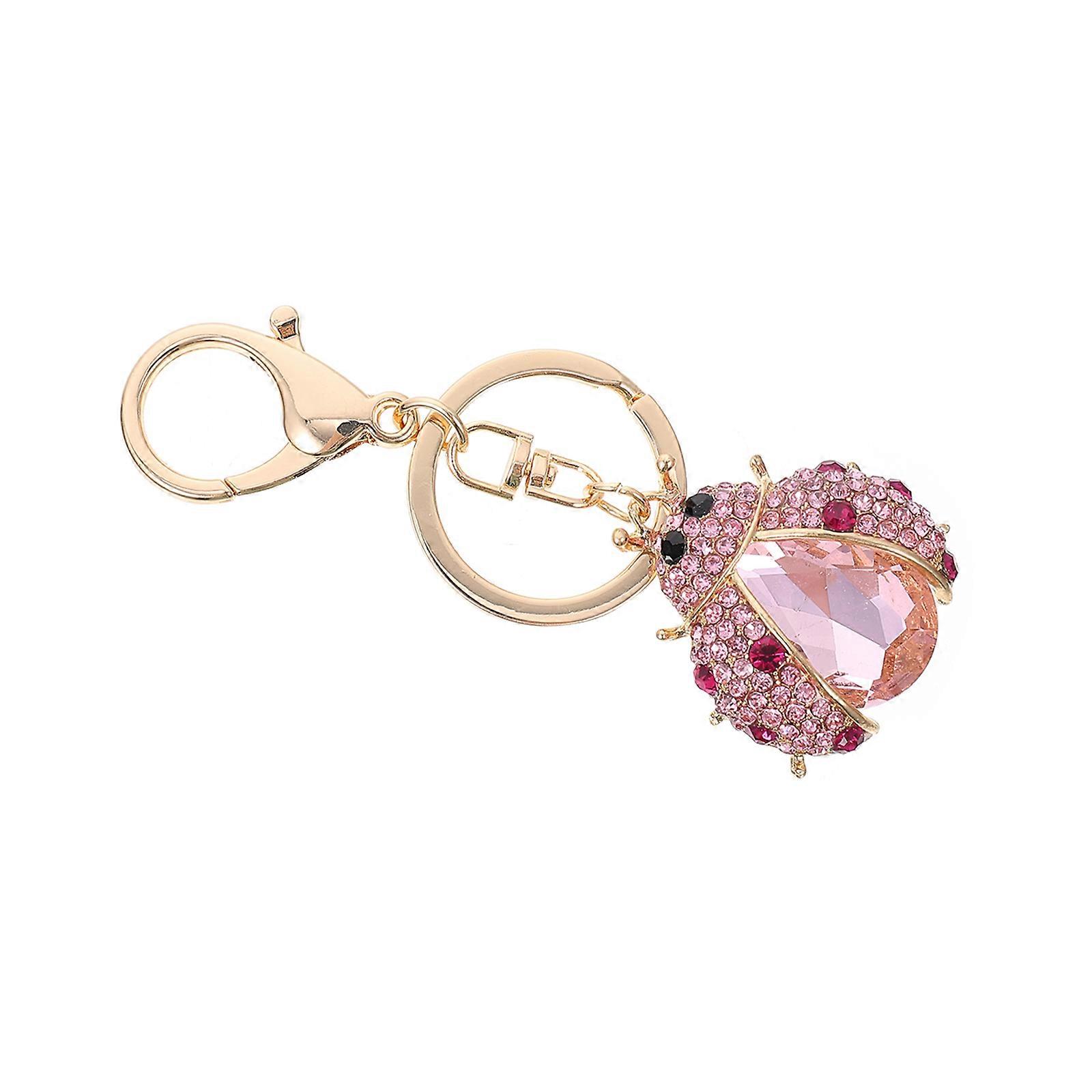 Pink Alloy Ladybug Keychain Pendant Charm for Bags, Car Keys & Jewelry Making – Bright, Fade Resistant Design with Hanging Loop for Easy Use