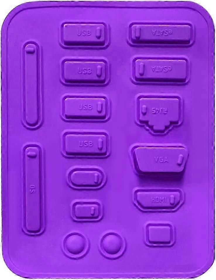16pcs silicone dust covers, purple, computer interface covers