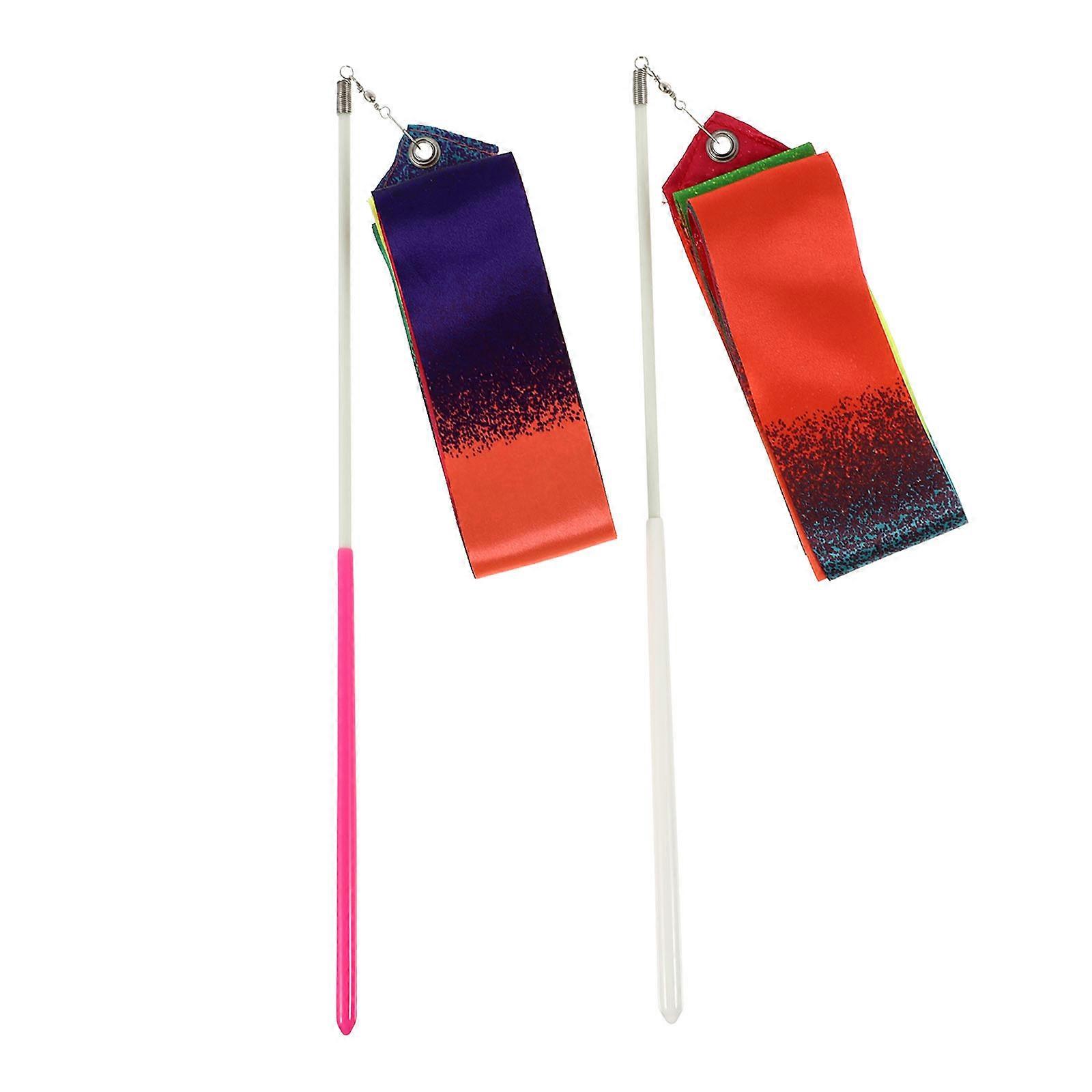 Rhythmic Gymnastics Props Rhythmic Gymnastics Ribbons Performers Stage Performance for Marching Band Props 2Pcs