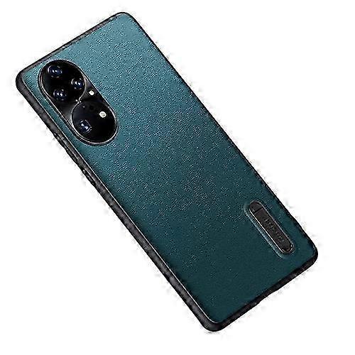 For Huawei P50 Pro Folding Holder Plain Leather Phone Case