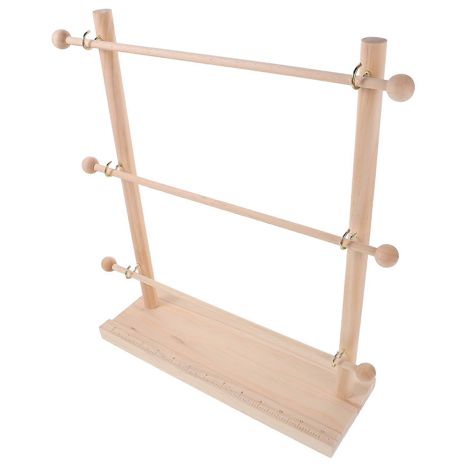 Wood Thread Organizer Rack Beige Multilayer Design for Home Use Durable Construction Compact Size