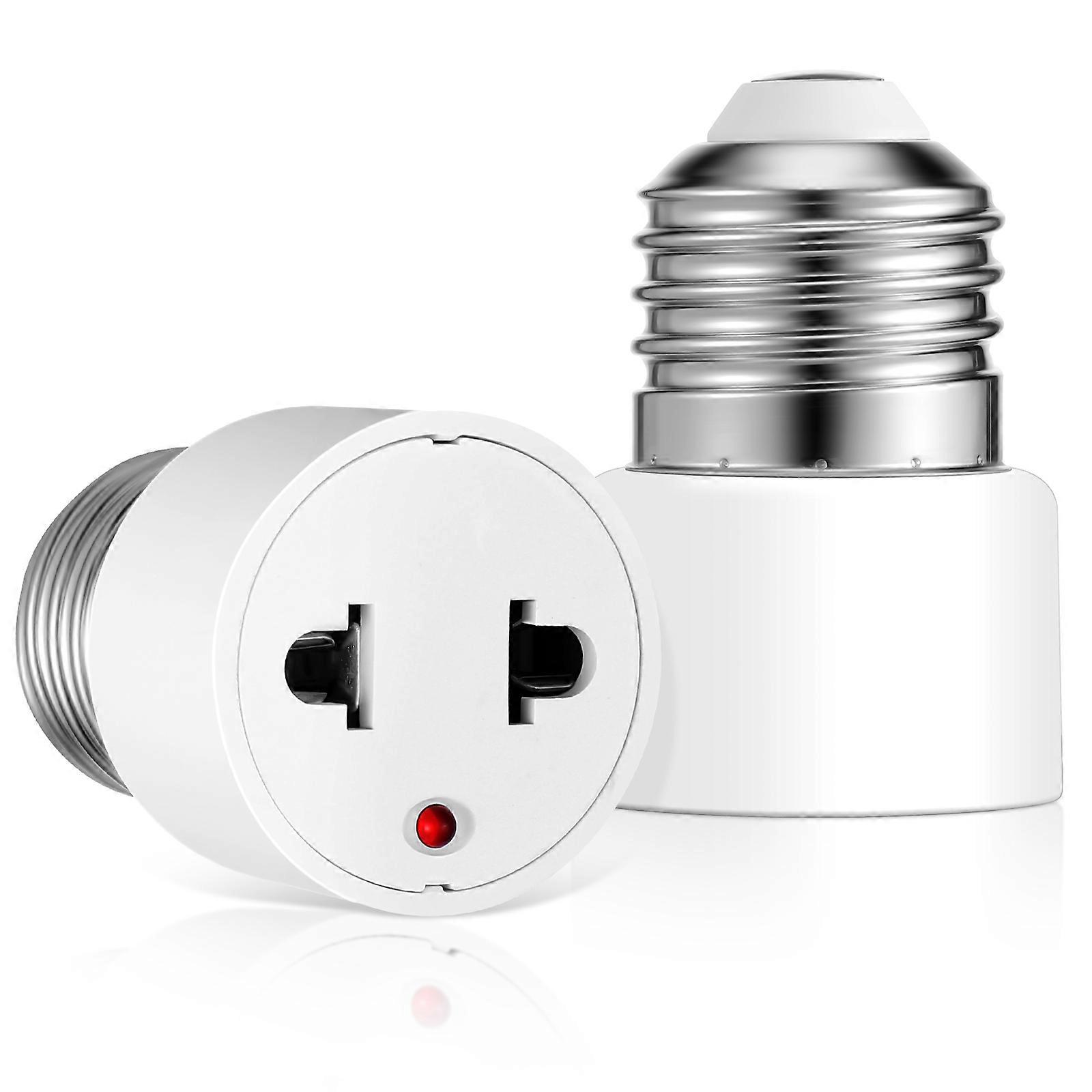 Light Socket to Plug Adapter for Home Use Polarized Round Socket Fireproof White Abs Copper Provides Stable Electrical Contact 2Set