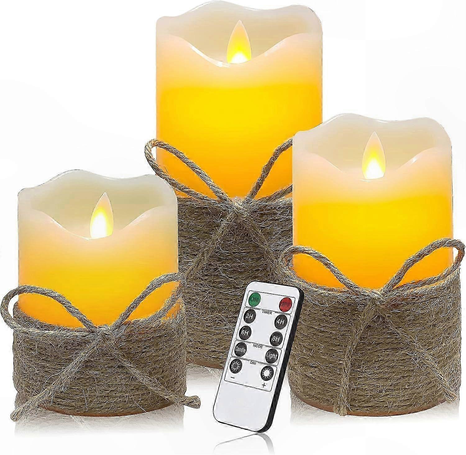 LED Flickering Candle Set, Battery Operated with Remote Control and Timer, 3.25" x 4"-6" Size for Home Decor