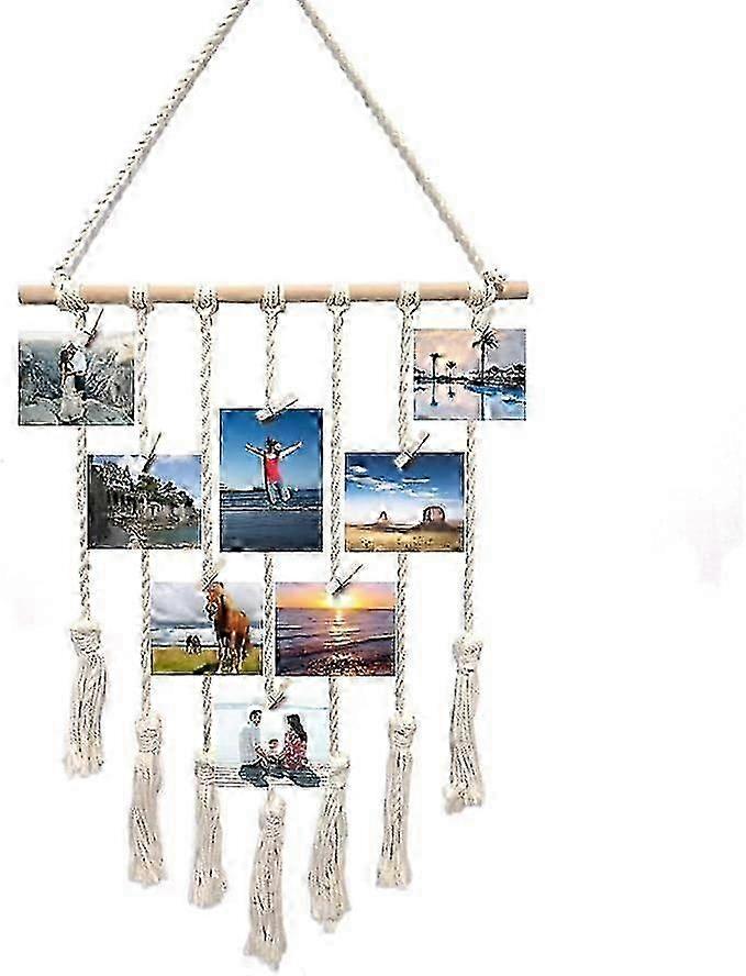 Boho-Style Wall Hanging Photo Display Tapestry in Off White for Hom...