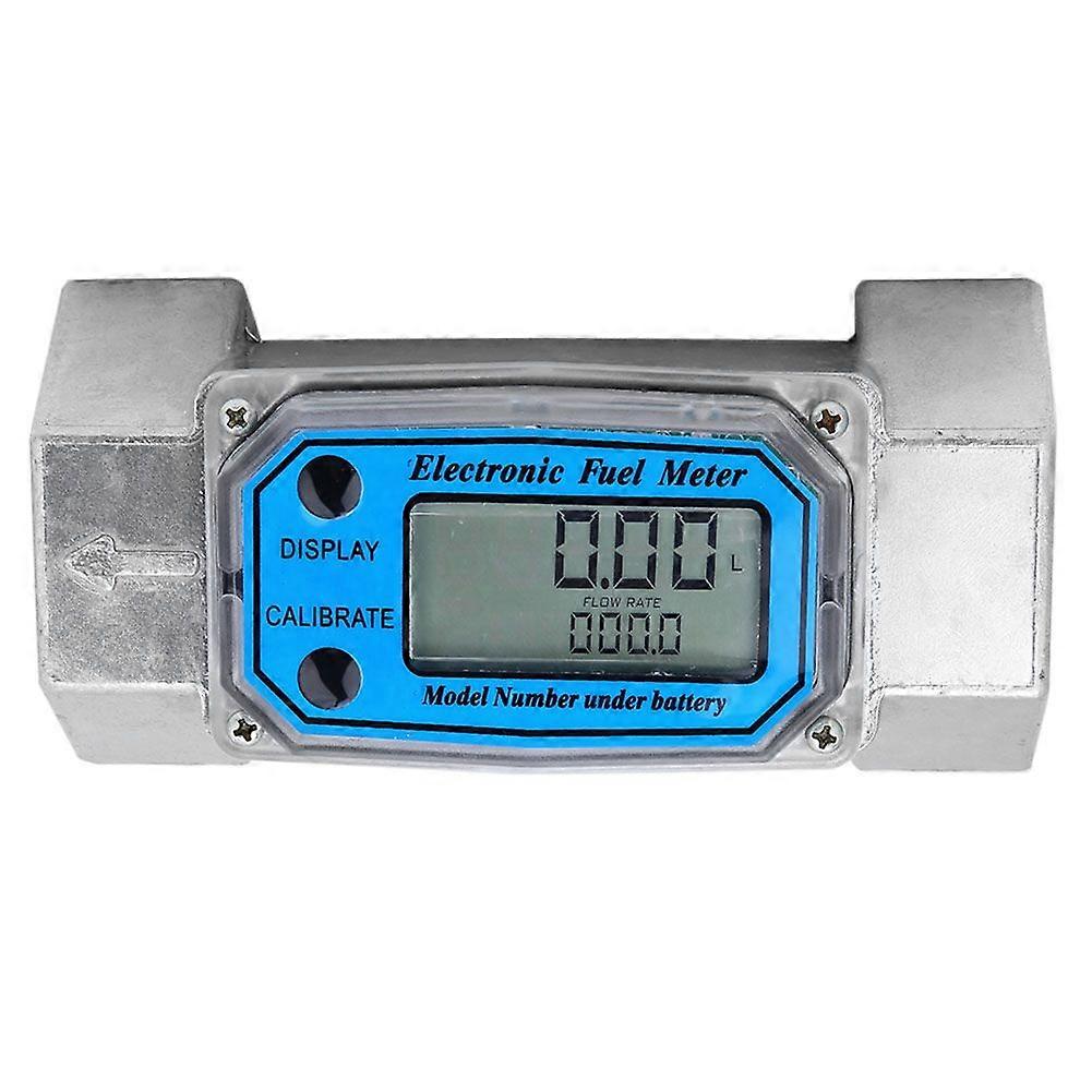 Mini Digital Turbine Flowmeter Diesel Fuel Flow Meter 15-120L 1.5inch NPT Blue