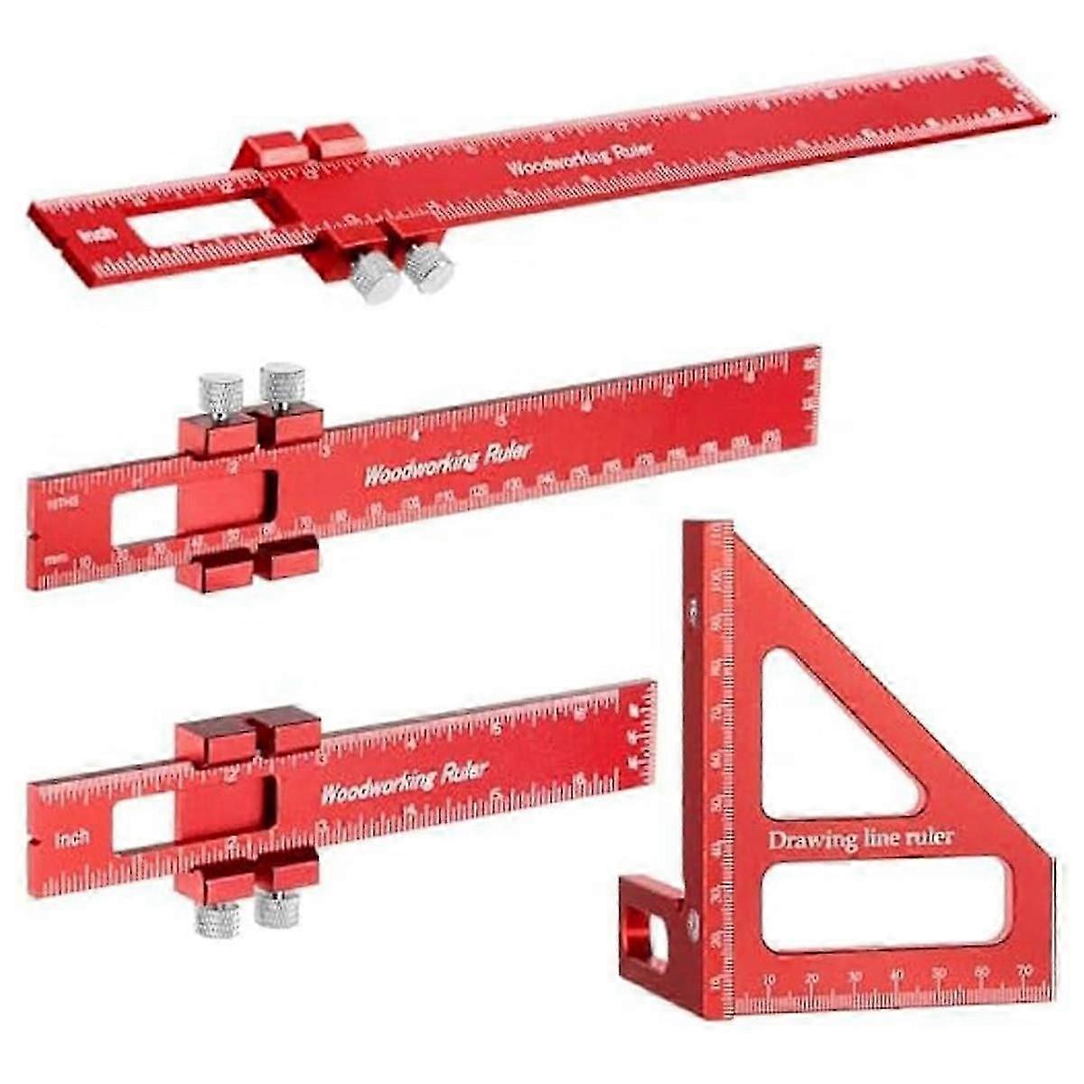 4pcs carpenter ruler set 3D multi angle measuring tool for woodworking