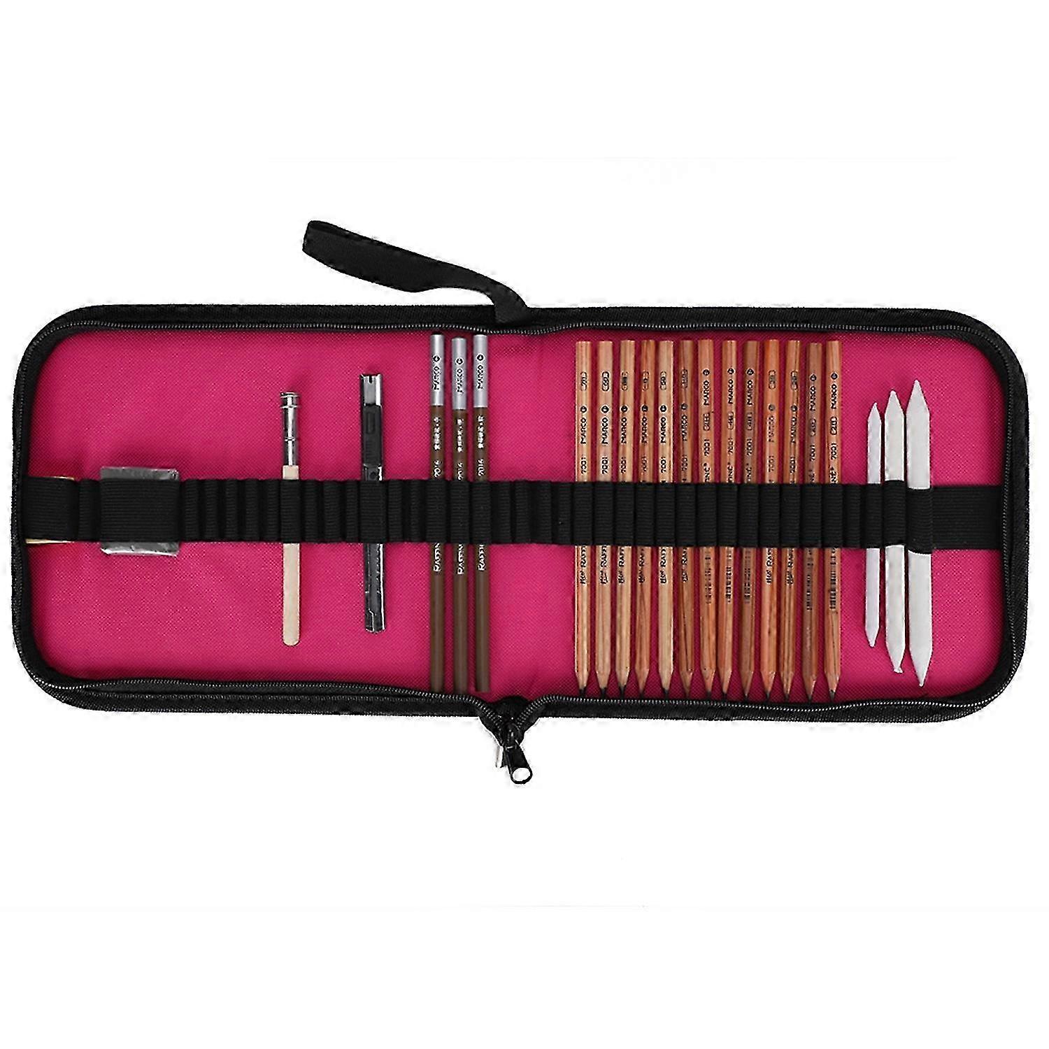 رسم رسم قلم رصاص مجموعة ث / ممحاة الفحم بسحاب حقيبة حمل لوازم القرطاسية