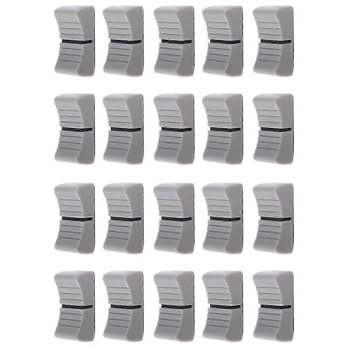 20Pcs 24x11x10mm Gray Knob Black Slider Fader Replacement Knobs for Console Mixer