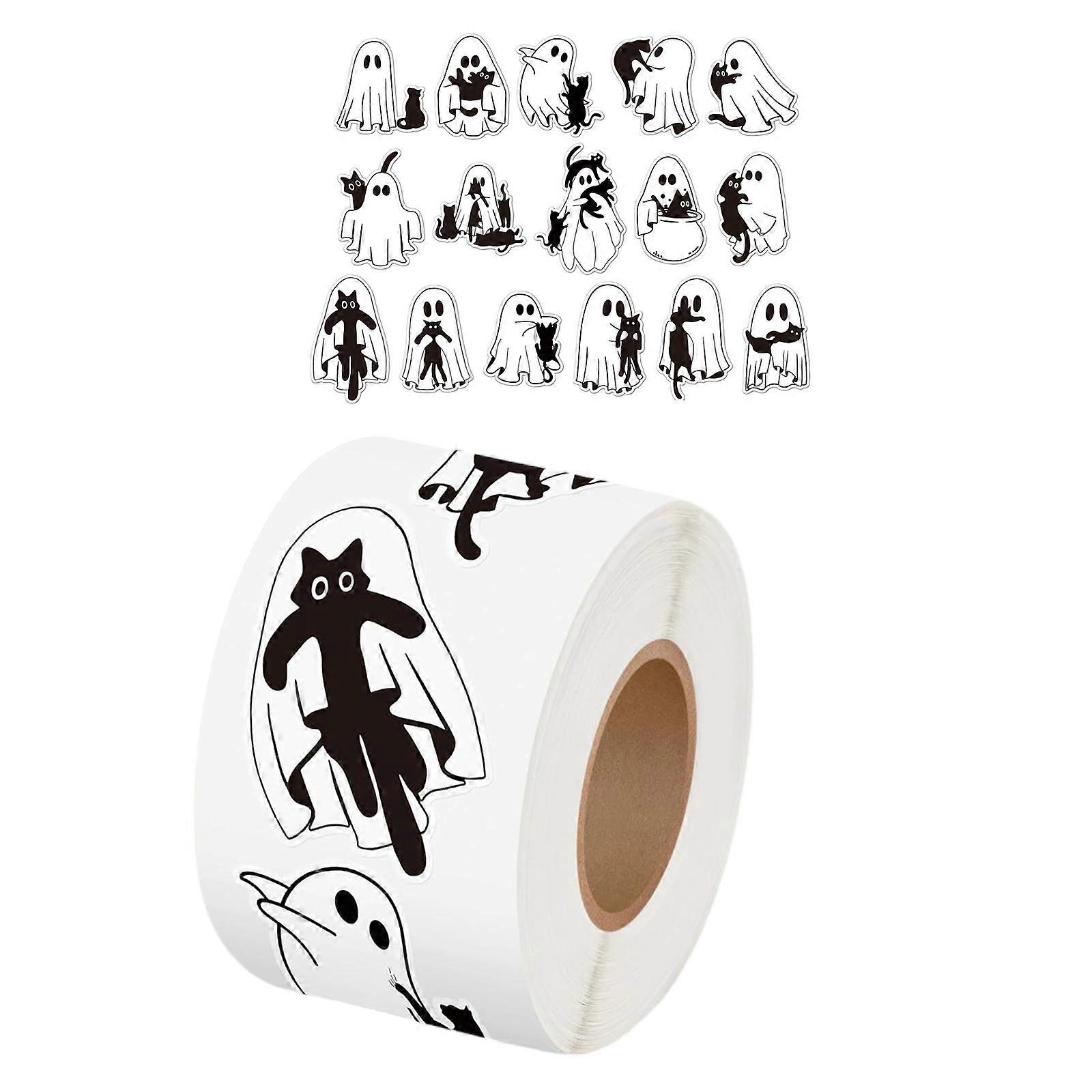 500Pcs Halloween Ghostly Sticker Removable Wrapping Label for Seal Envelope Invitation Card Packaging Scrapbooking Multicolor