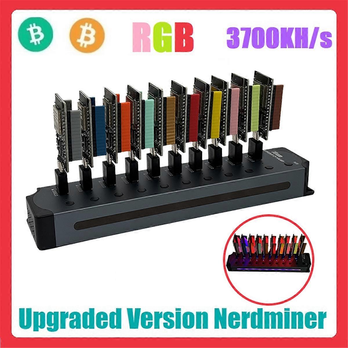 NerdMiner Hub 3700KH/S Solo Lottery Miner 10X370KH/S Miner Combo Kit Bitcoin  BTC Miner Asic