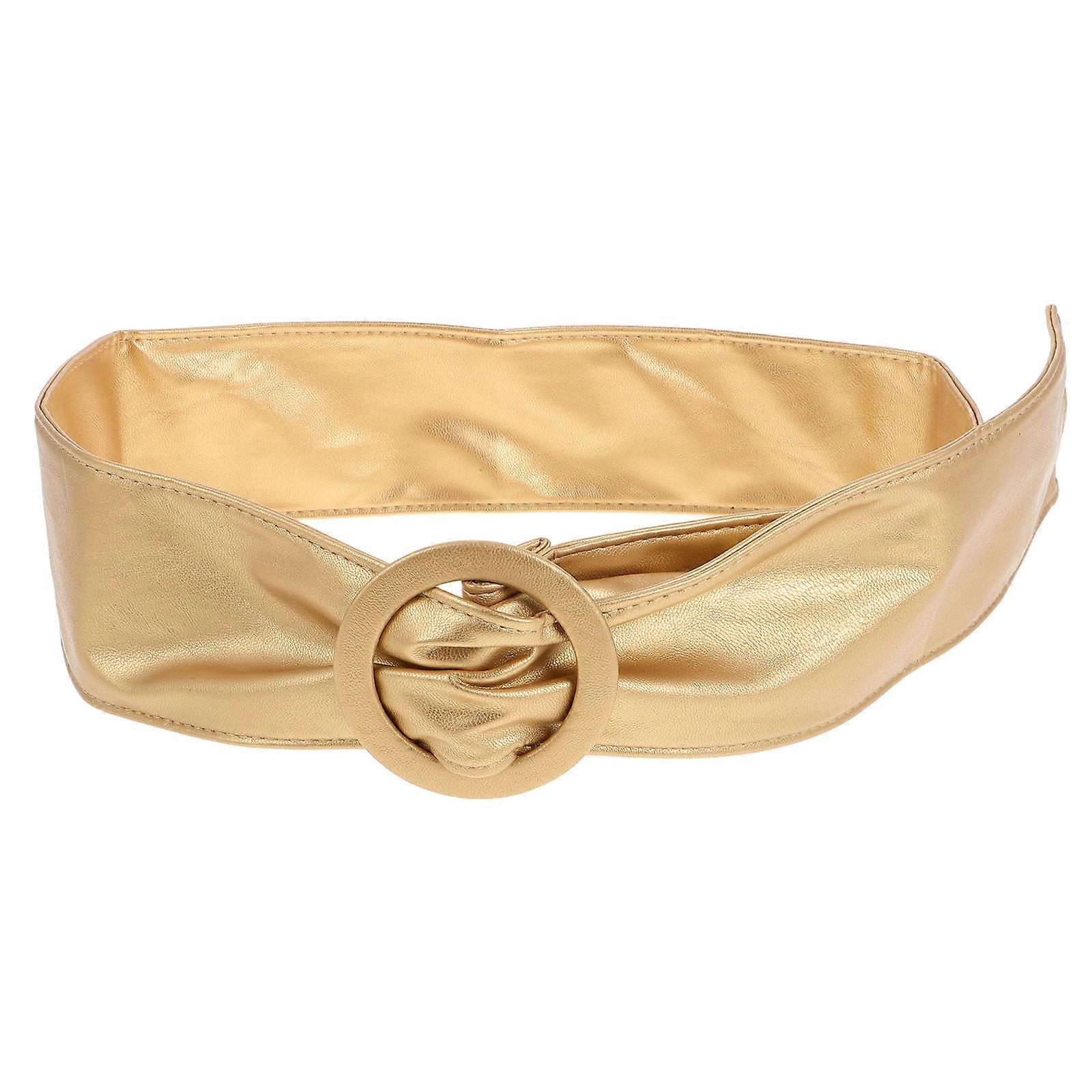 It sounds like you're describing a product listing for a **Golden PU Waist Belt for Women**. Here's a polished and professional product description