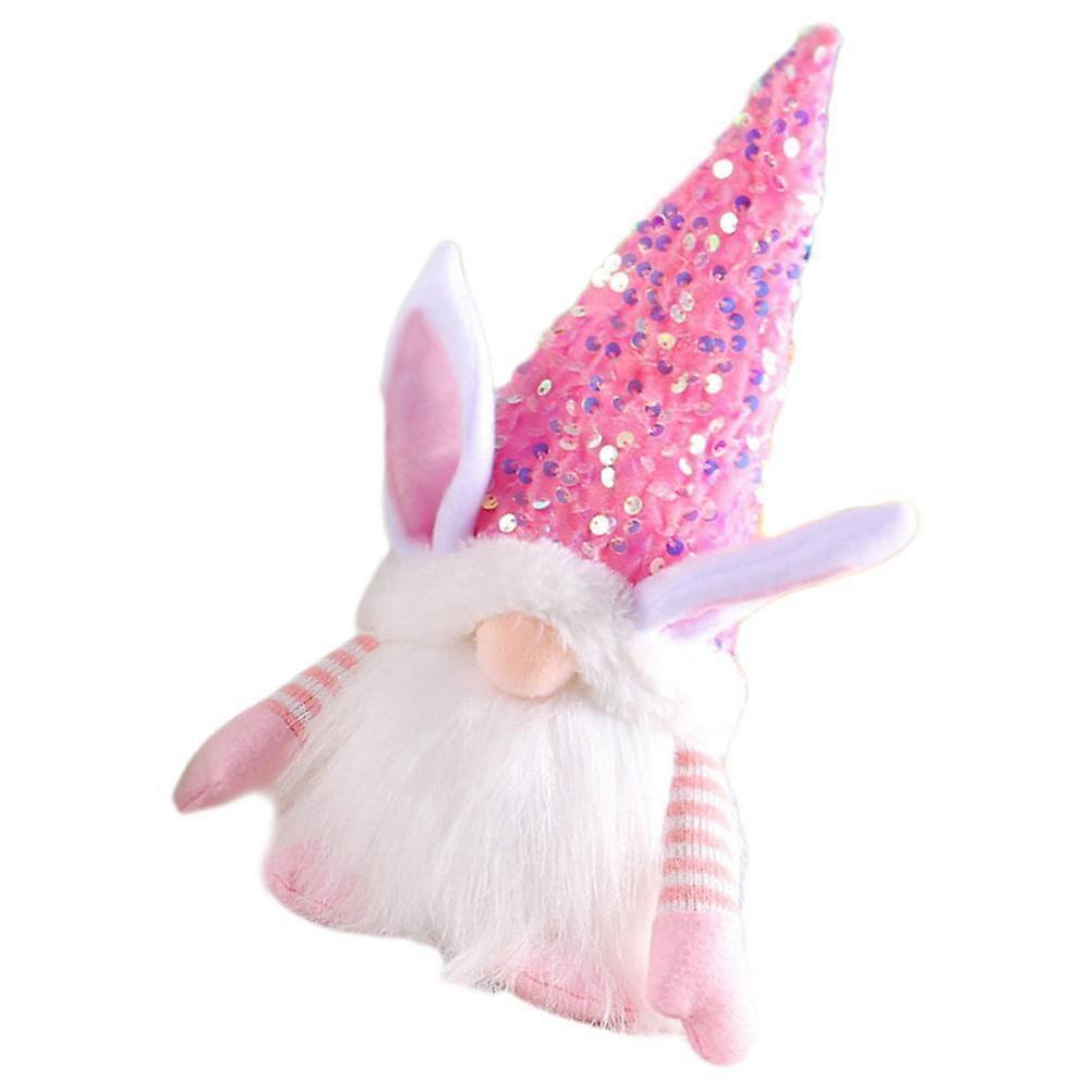 Bunny Figurine Decor Glowing Effect Office Decor Item Easter Design Pink 1 Piece