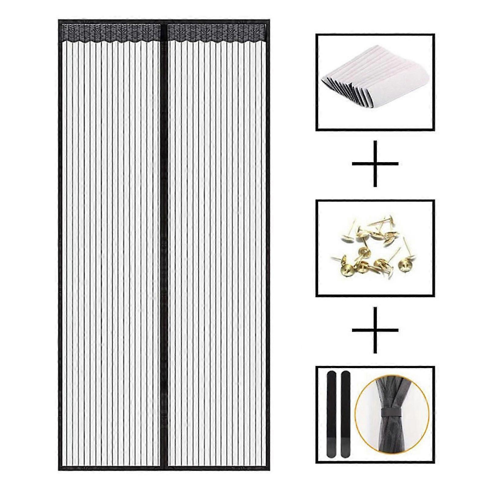 Soft mesh screen door with magnetic closure for home