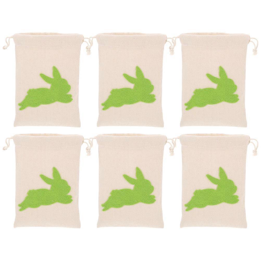Small Pouches Drawstring Reusable Easter Bags For Easter Candy Storage And Wrapping 6Pcs