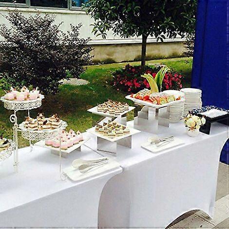 6FT Rectangular Spandex Table Cover Stretch Wedding Party Buffet Fabric White