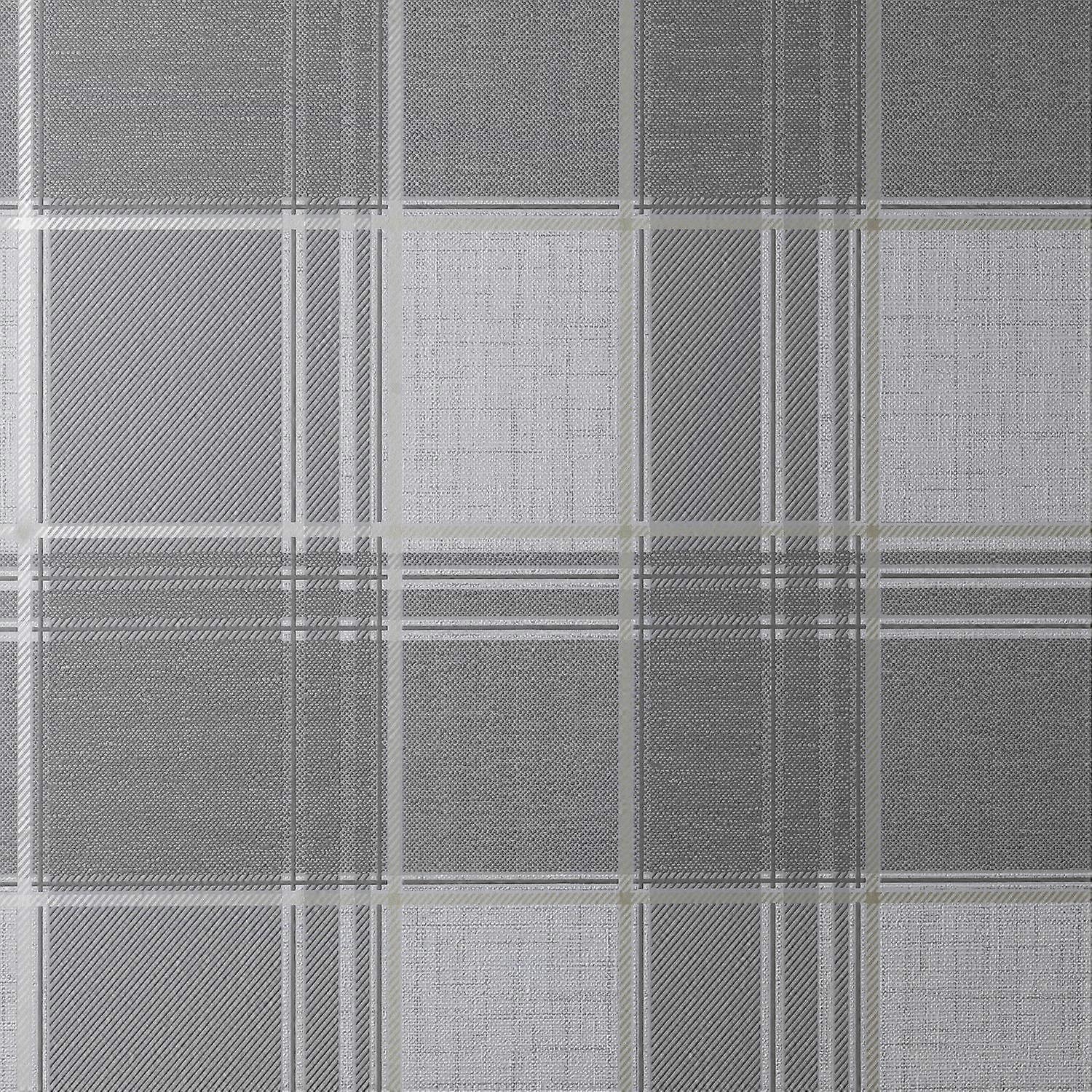 Larson Check Charcoal Gold Wallpaper