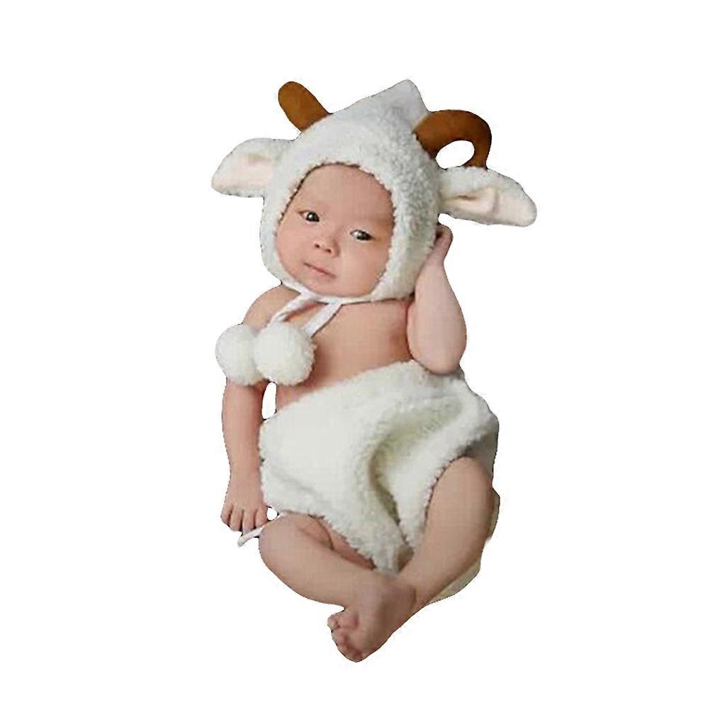 White Sheep Shaped Newborn Costume for Baby Photoshoot Outfits