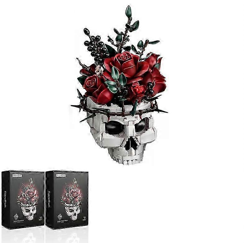 مناسبة ل ليغو 1-3x مجموعة بناء باقة الورد القوطية الجمجمة ، ديكور المنزل وعاء نبات هالوين