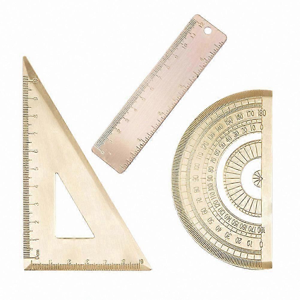 Brass Triangle Ruler Set for School and Office Use, Durable Measuring Tools for Geometry, 1 Set