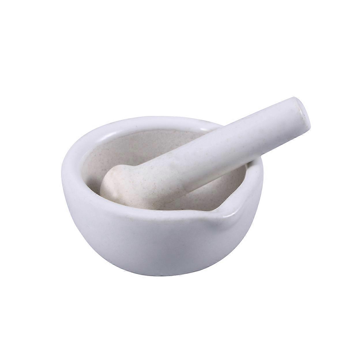 Garlic Ceramic Mortar and Pestle for Kitchen Use White Grinder Tool