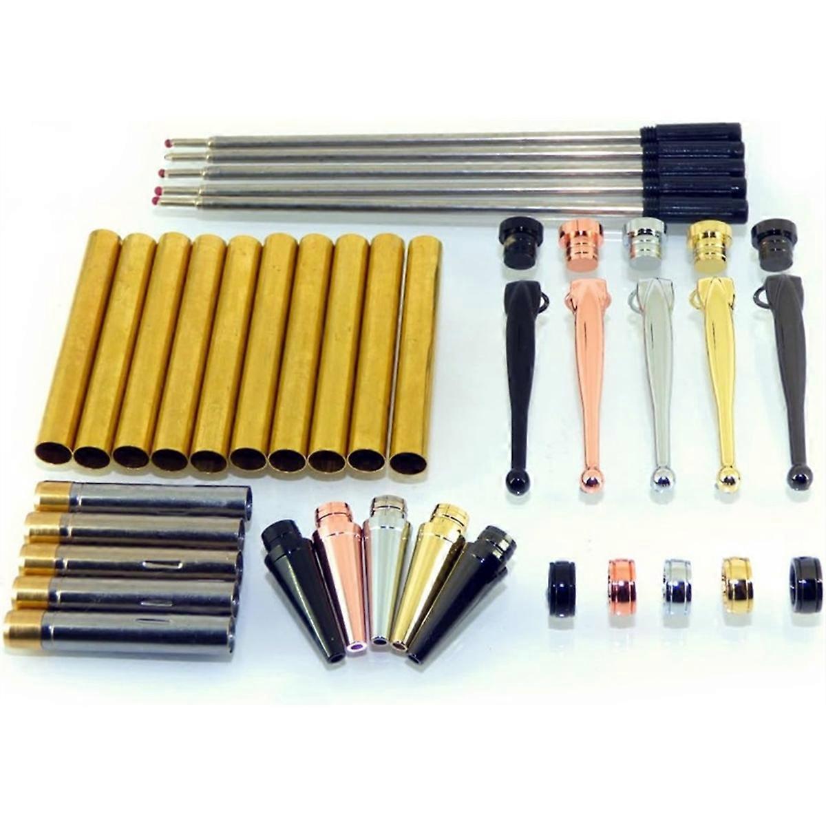 Woodturning Slimline Pen Kit Set of 5 Mixed Colours Twist
