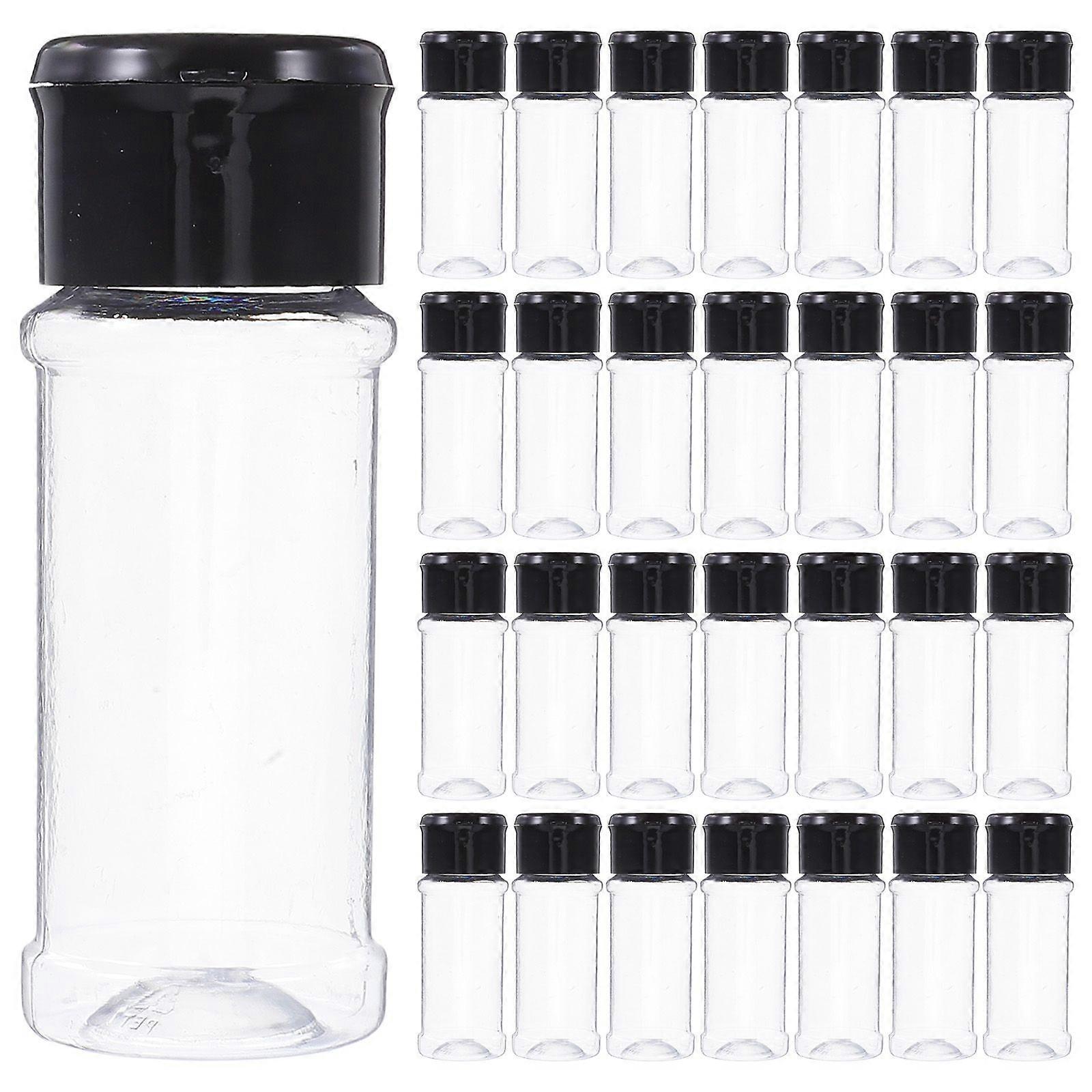30pcs Clear Plastic Spice Jars with Black Screw Lids 100ml Empty Seasoning Containers for Kitchen Storage Powders and Condiments Peppers
