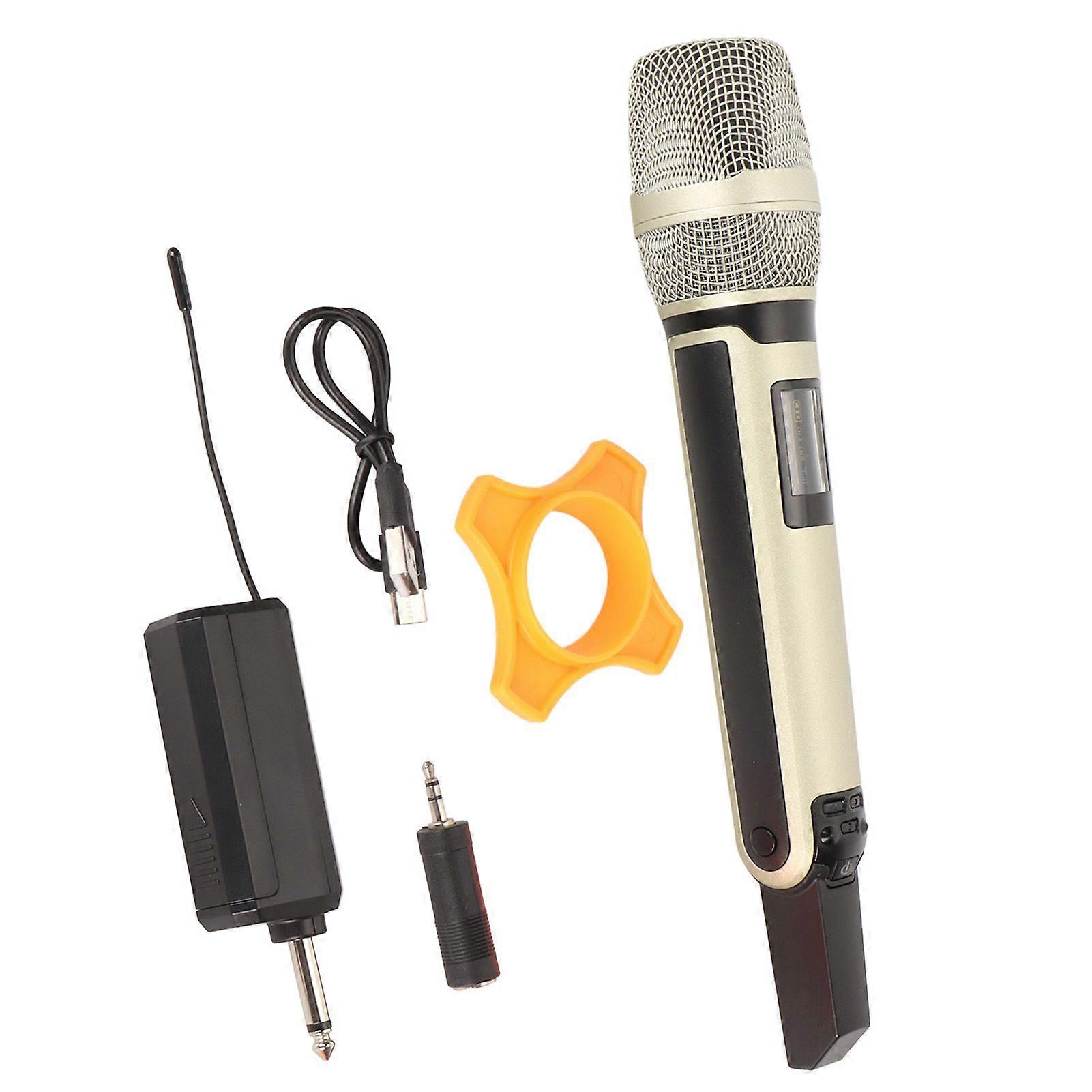 Wireless Microphone System Intelligent Noise Canceling Dynamic UHF Handheld Microphone with LCD Screen for Karaoke Live Broadcasting