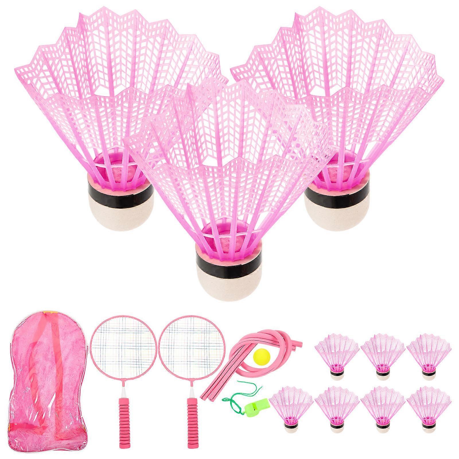 Pink Teens Badminton Rackets Playing Kit 3Sets Durable Lightweight