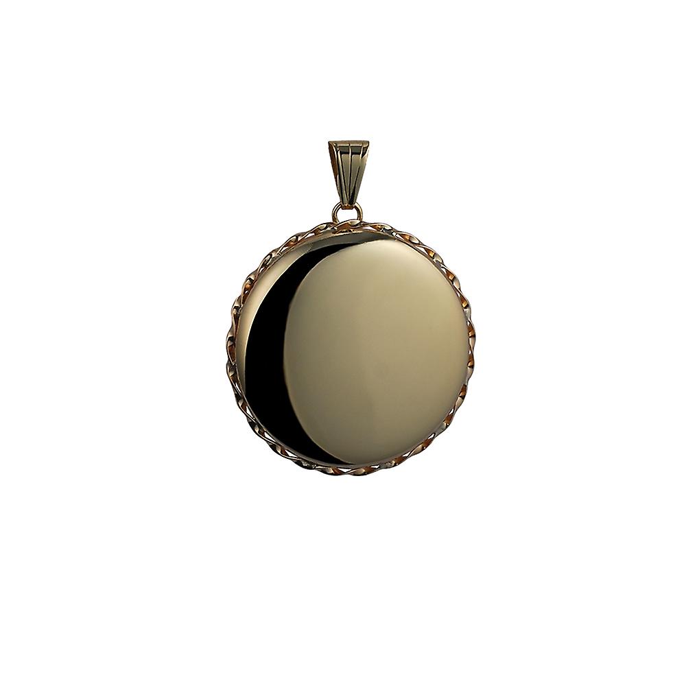 9ct Gold 31mm plain twisted wire edge round Locket