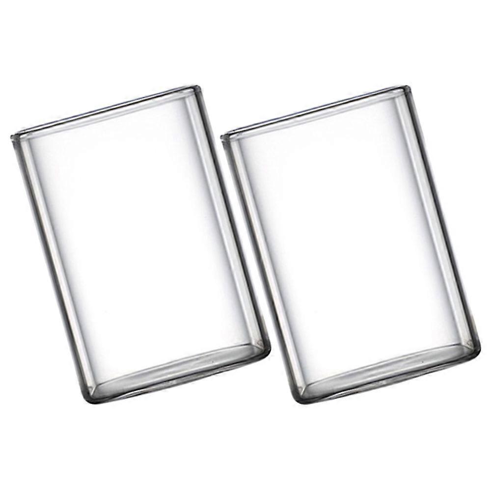 Clear Glass Juice Mug Set 4Pcs Beverage Holding Suitable For Cocktail Party And Casual Use 8.3X6Cm Shape Straight