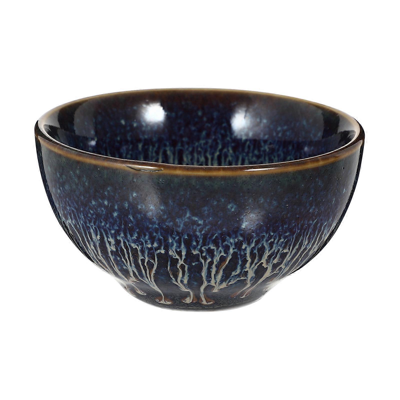 Ceramic Tea Cup 2Pcs Chinese Style Kungfu Teaware Ideal For Tea Lovers Home Use Vintage Design Elegant Blue Color High Temperature Firing