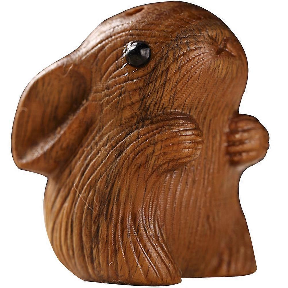 Zodiac Rabbit Shape Wooden Pendants Key Chain Decor Ideal For DIY Projects And Gift Giving 4Pcs Coffee Color