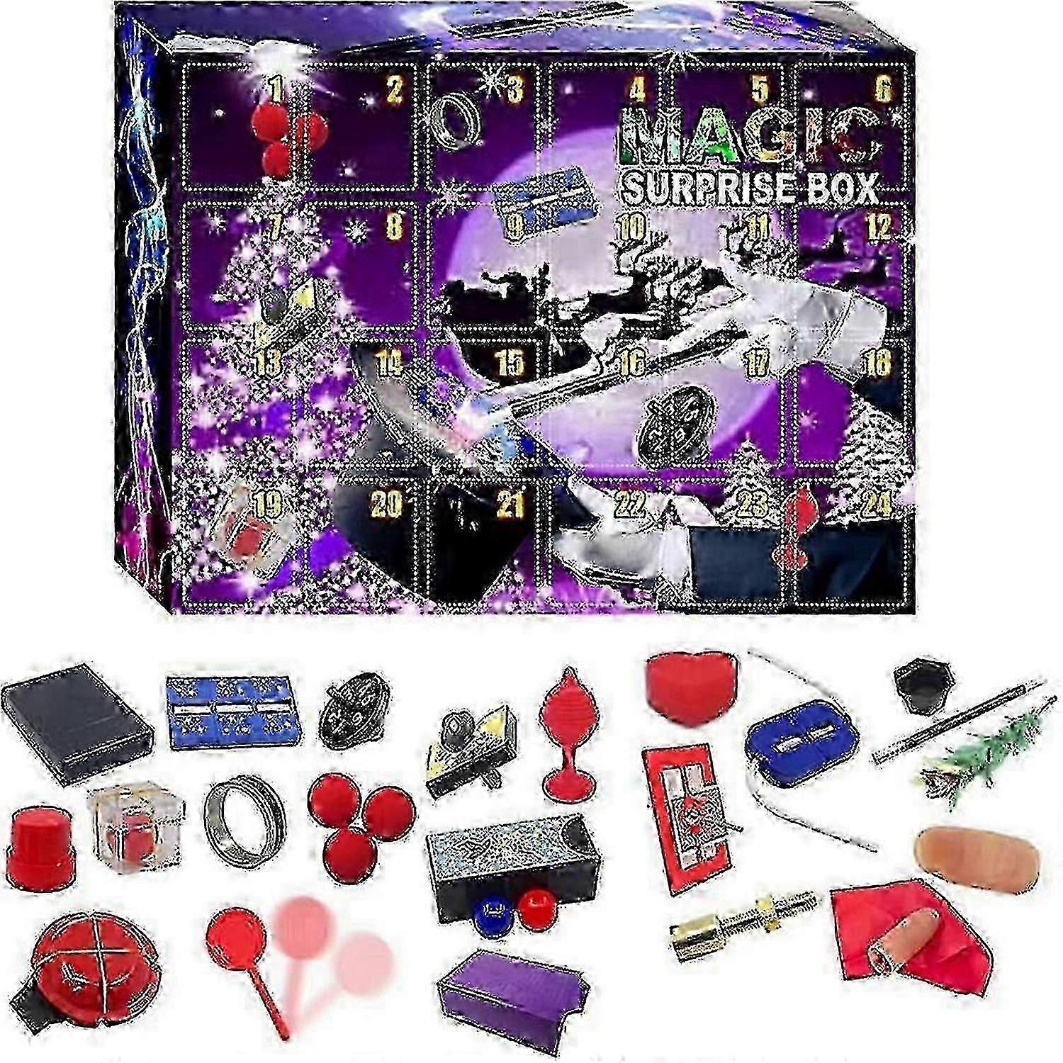 Magic Advent Calendar, 24 Days Countdown Advent Calendar Magic Surprise Box, 24 Magic Tricks Games Toy, Christmas Favor for Boys and Girls