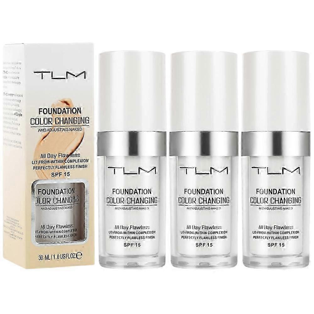 Tlm Color Changing Foundation For Aging Skin, flydende Makeup Base Nude Face Cover Concealer Cream