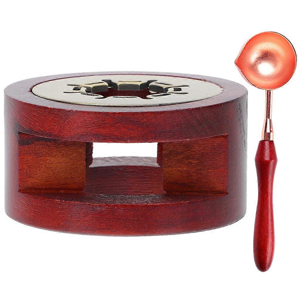 Wooden Wax Melting Stove with Spoon for 4Sets Wax Seal Furnace Tool