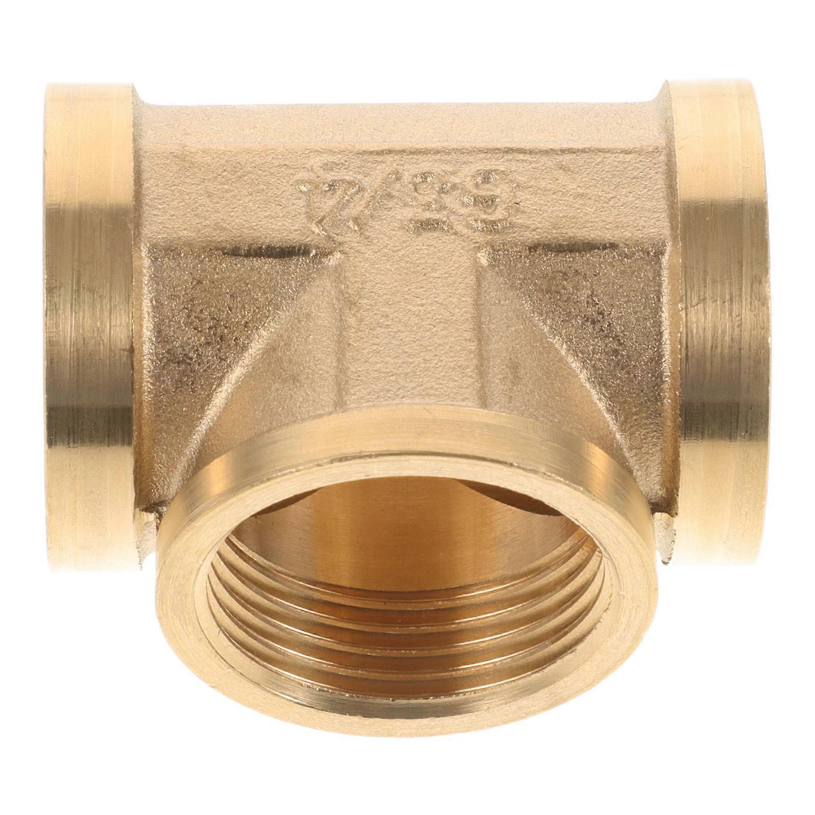4Pcs Copper Tee Pipe Fitting Connector For Industrial Use 1.8X1.6X5in Tight Sealing