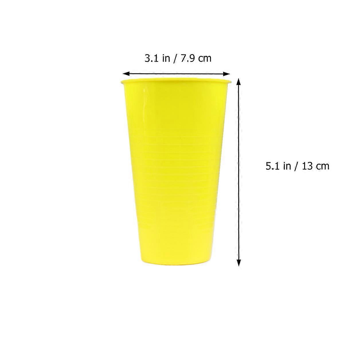 Yellow Beverage Cups Durable Plastic Reusable Drinking Cups For Outdoor Use 12Pcs