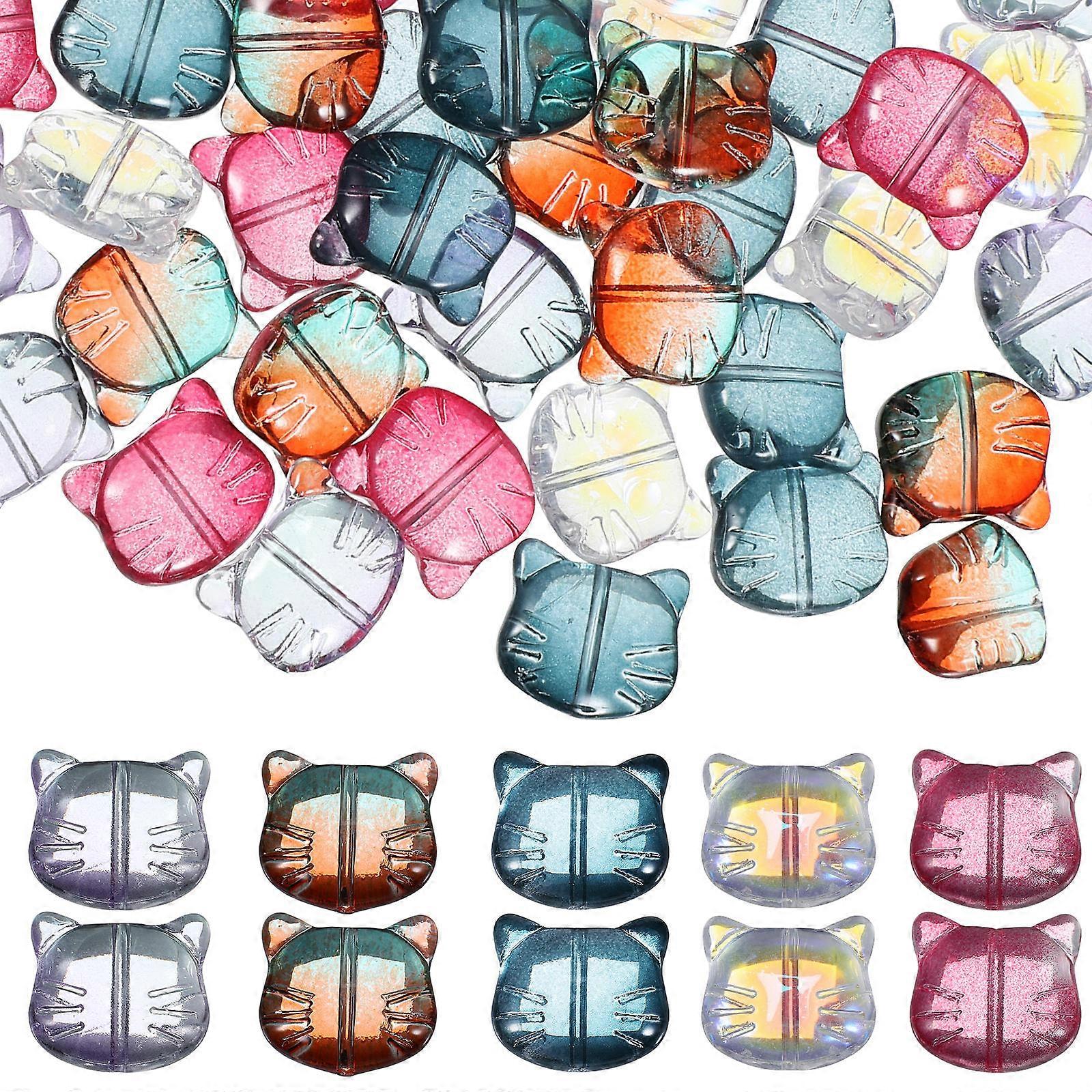 Cute Beads 50Pcs Cat Shape Bracelet Making Beads Assorted for Jewelry Making