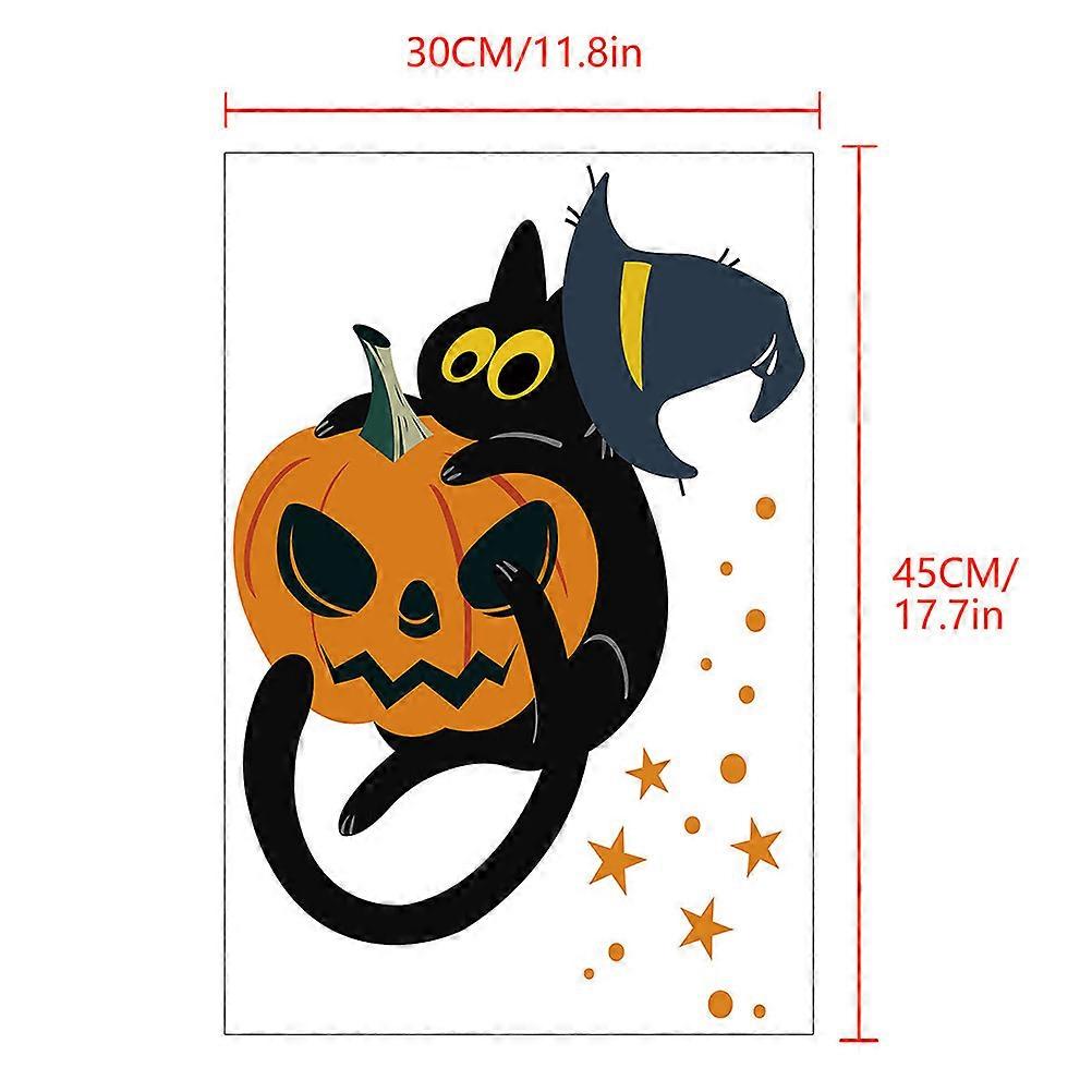 Halloween Wall Sticker for Home 2Pcs Pumpkin Cat Pattern Decoration